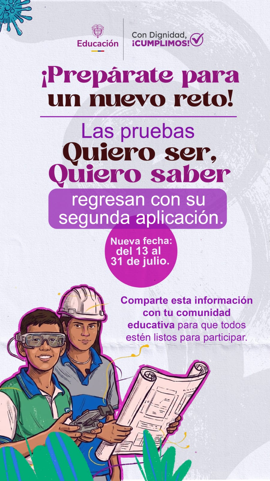 Segunda aplicación de las Pruebas Quiero Ser, Quiero Saber – Convocatoria oficial